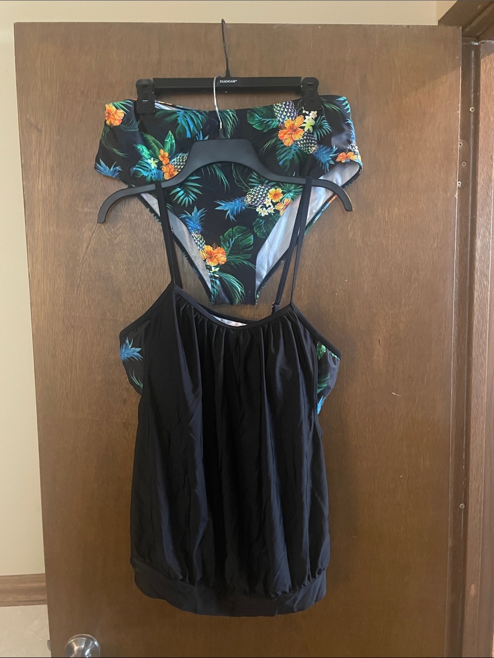 Black Floral-Trim Tankini Top — Women's Swim Tank